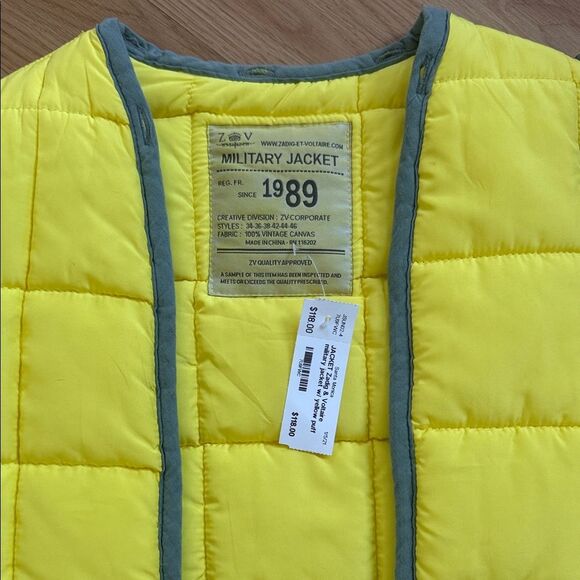 Zadig and Voltaire Puffer Vest Military Yellow Vintage Canvas Size medium - Picture 2 of 7